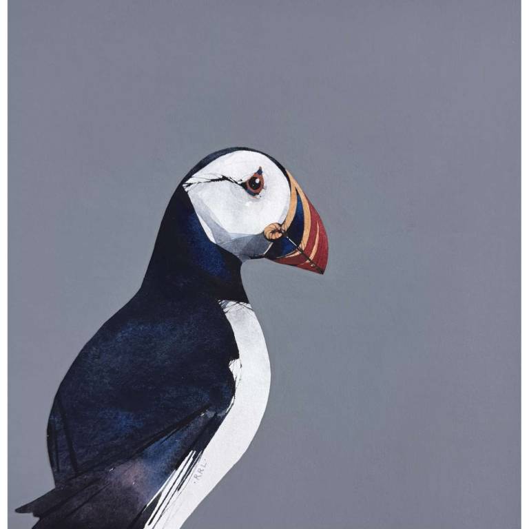 Puffin Portrait (10x10 inches, Framed 18x18 inches)