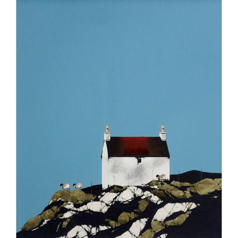 Red Roof on The Edge (17x15 inches, Framed 25x23 inches)